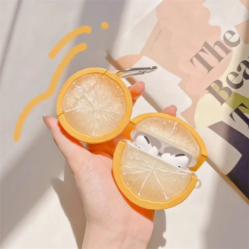 Fruit 3D Lemon Earphone Case For Airpods Pro Bluetooth Earphone Protective Cover Cartoon Silicone Anti Drop Fresh Summer Pendant