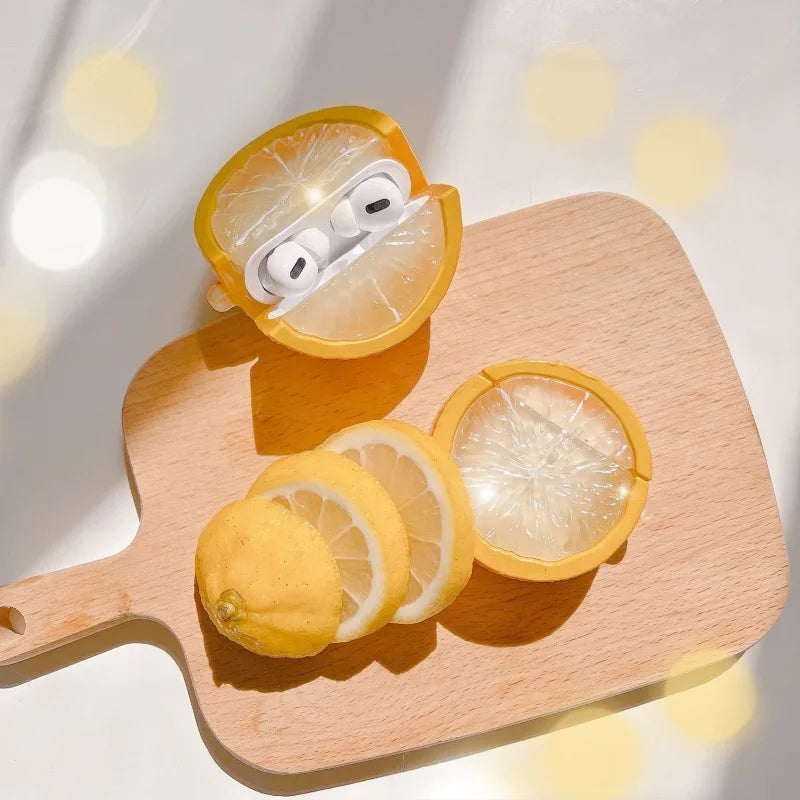 Fruit 3D Lemon Earphone Case For Airpods Pro Bluetooth Earphone Protective Cover Cartoon Silicone Anti Drop Fresh Summer Pendant