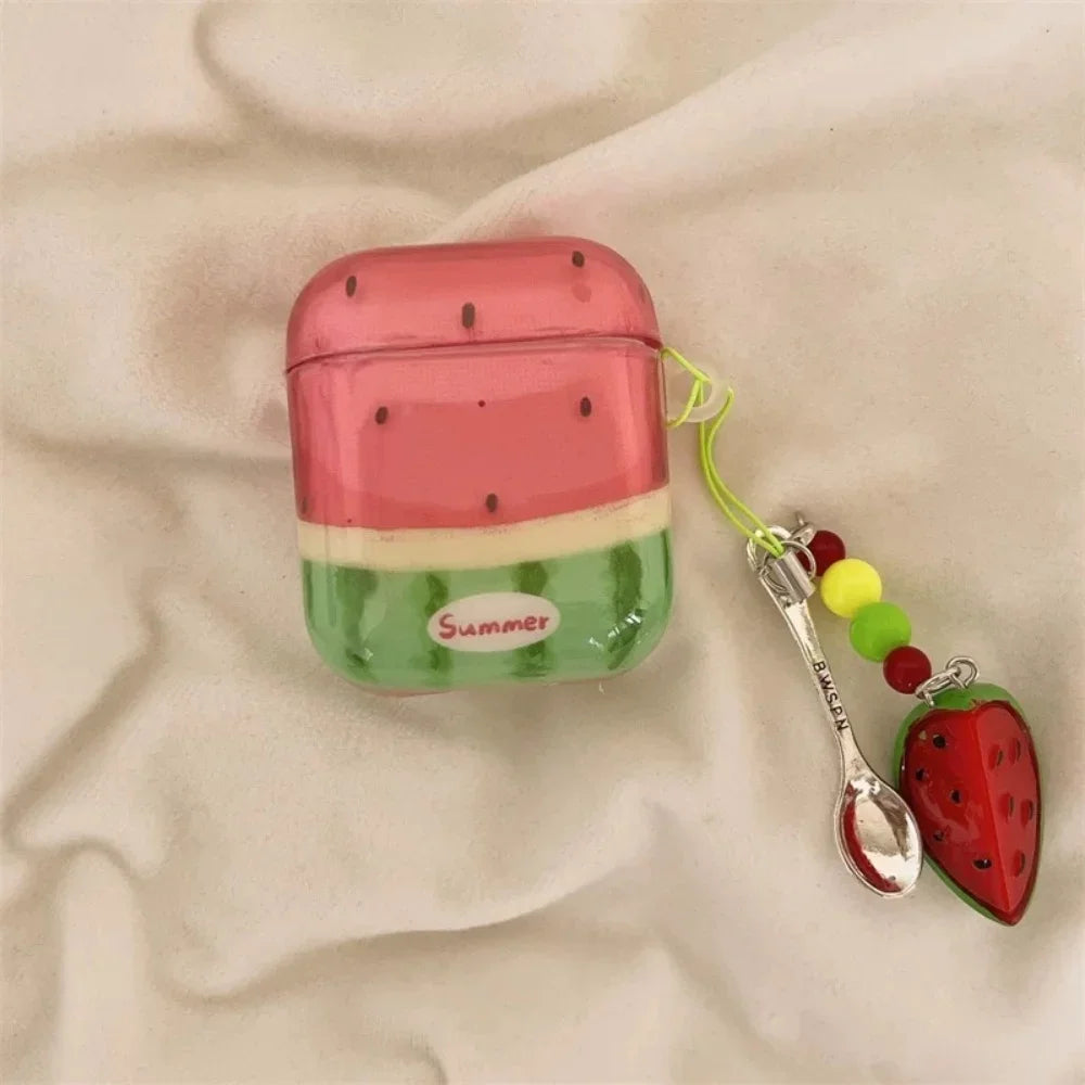 Summer Semi-transparent Cute Watermelon For Apple Airpods4 Airpods3 Airpods 2 1 Pro 2 Earbuds Protective Case Wireless Bluetooth