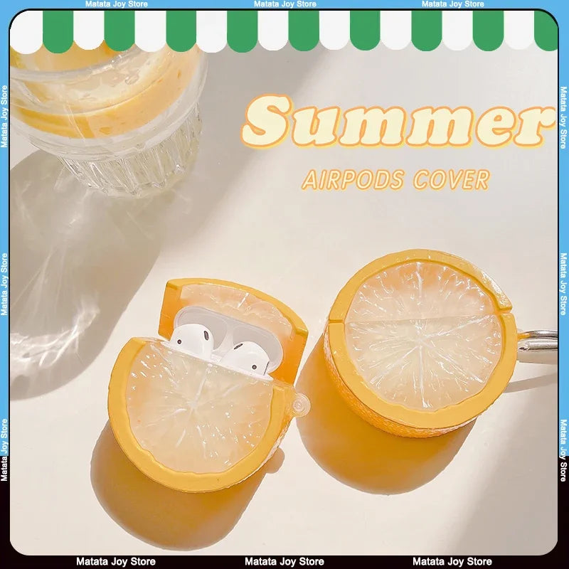 Fruit 3D Lemon Earphone Case For Airpods Pro Bluetooth Earphone Protective Cover Cartoon Silicone Anti Drop Fresh Summer Pendant