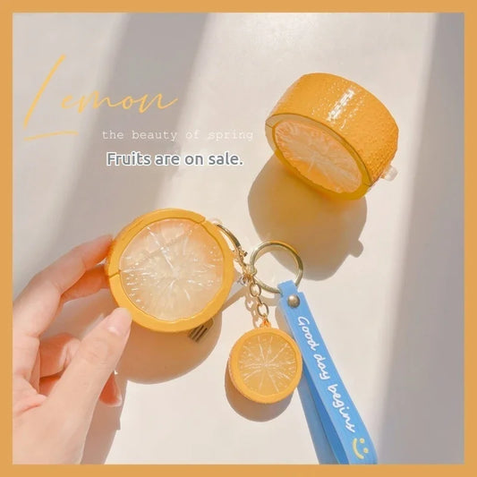 Fruit 3D Lemon Earphone Case For Airpods Pro Bluetooth Earphone Protective Cover Cartoon Silicone Anti Drop Fresh Summer Pendant