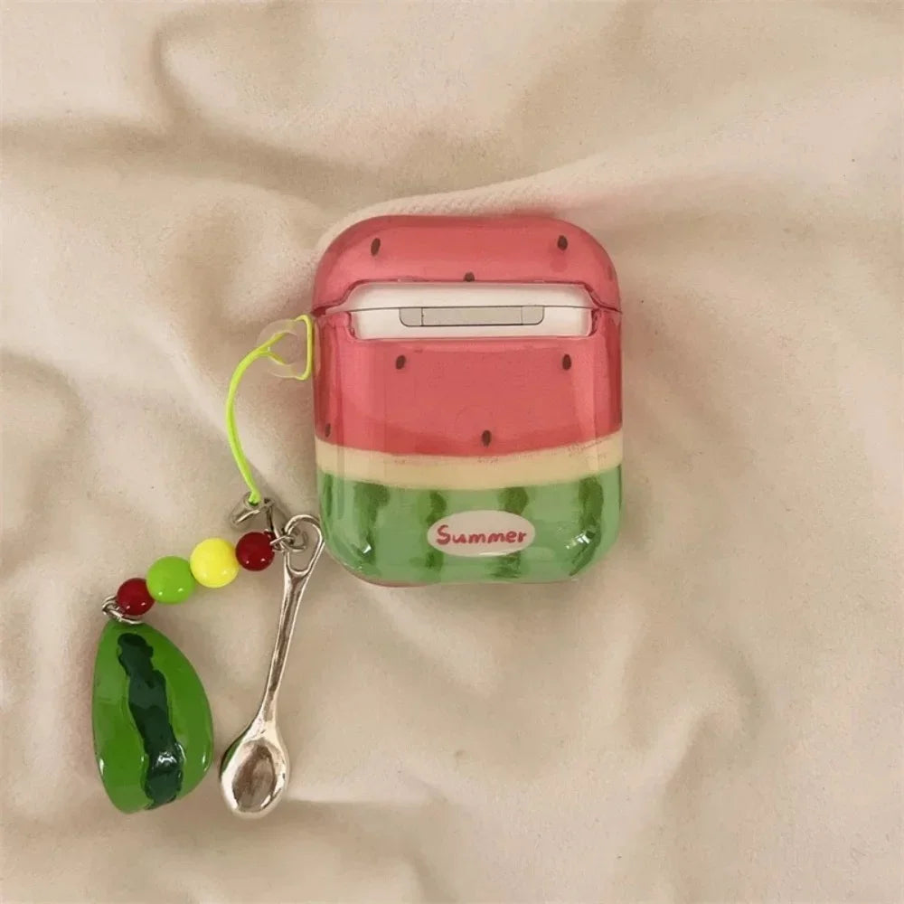 Summer Semi-transparent Cute Watermelon For Apple Airpods4 Airpods3 Airpods 2 1 Pro 2 Earbuds Protective Case Wireless Bluetooth