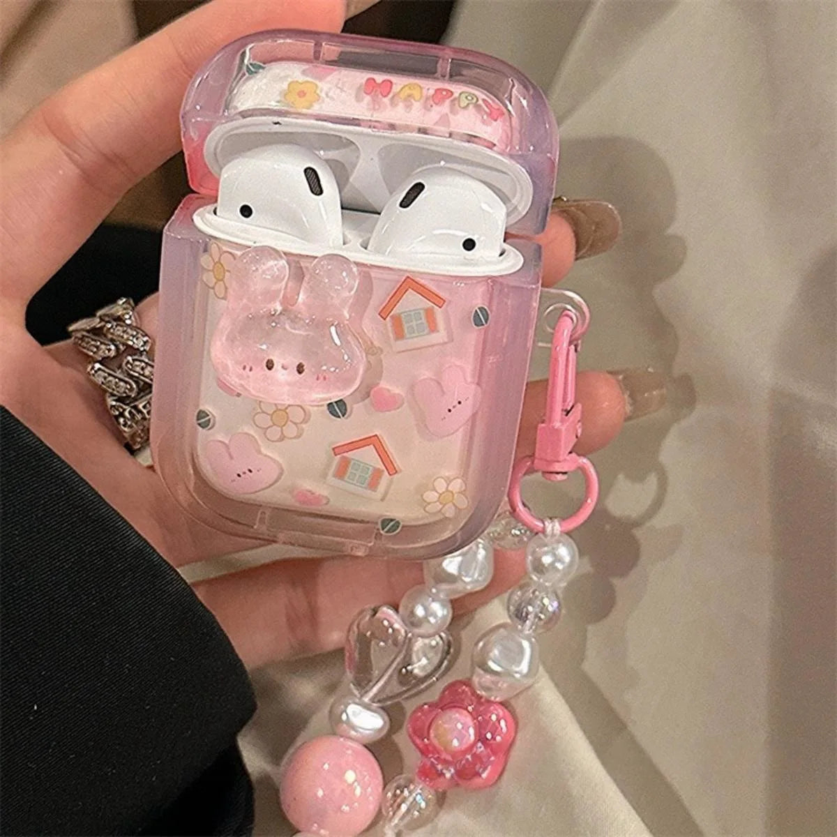 3D Cartoon Cute Rabbit Earphone Case For AirPods 4 3 2 1 Pro2 Cover TPU Headphone Coque For AirPods 4 4th 3rd Pro 2 2nd Cases