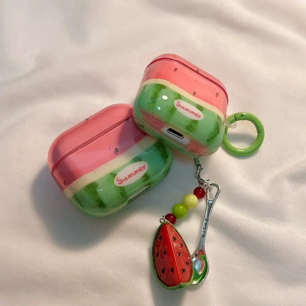 Summer Semi-transparent Cute Watermelon For Apple Airpods4 Airpods3 Airpods 2 1 Pro 2 Earbuds Protective Case Wireless Bluetooth