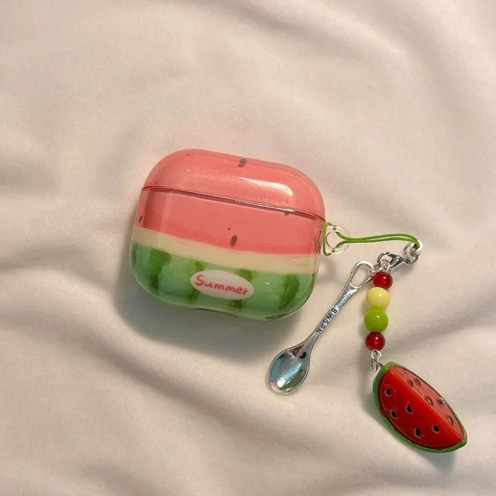 Summer Semi-transparent Cute Watermelon For Apple Airpods4 Airpods3 Airpods 2 1 Pro 2 Earbuds Protective Case Wireless Bluetooth