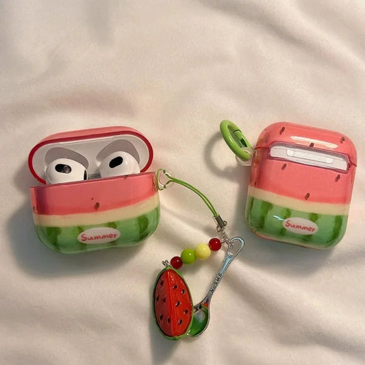 Summer Semi-transparent Cute Watermelon For Apple Airpods4 Airpods3 Airpods 2 1 Pro 2 Earbuds Protective Case Wireless Bluetooth