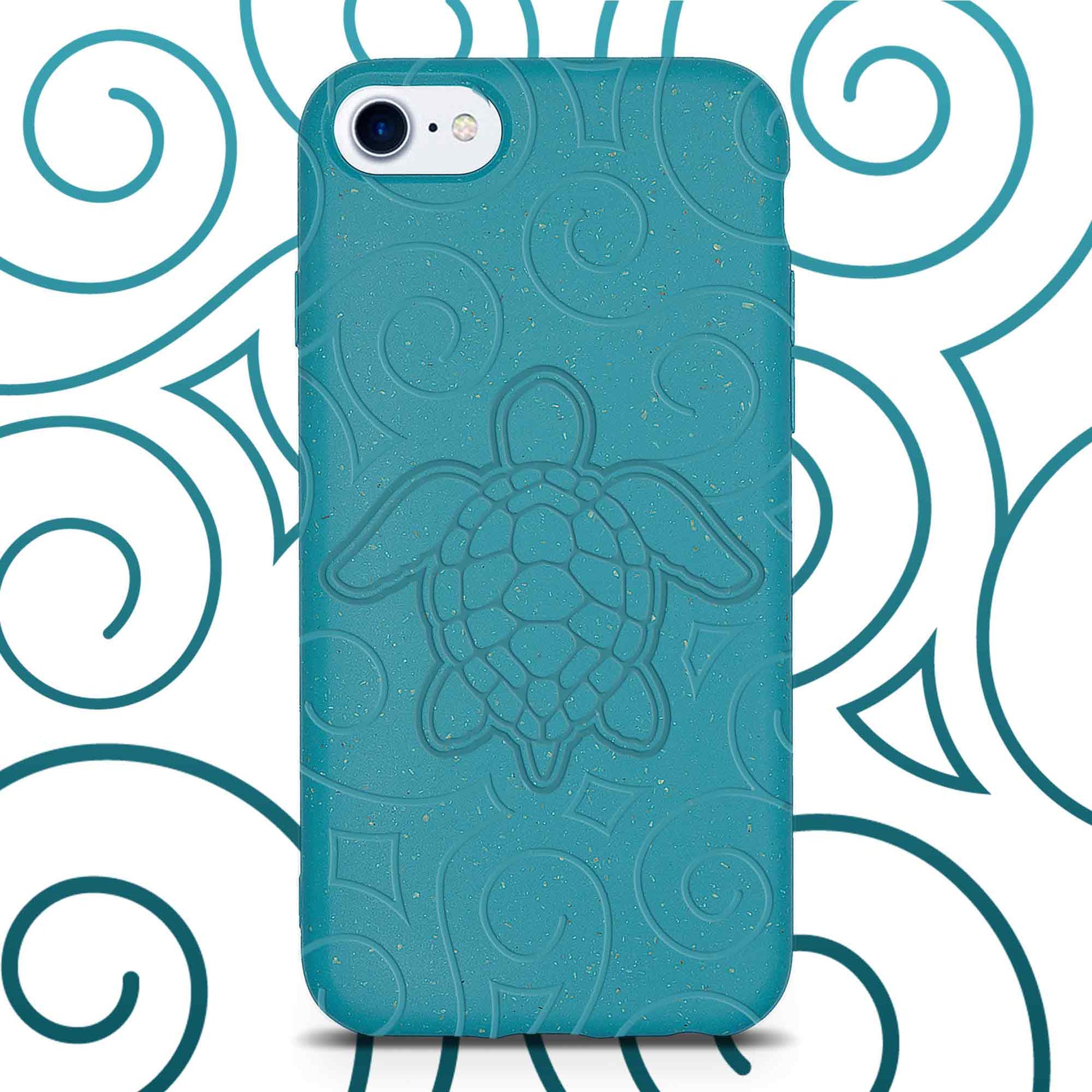 Ocean Turtle -  Biodegradable Phone Case - Ocean Blue and Black-0