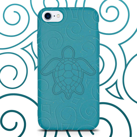 Ocean Turtle -  Biodegradable Phone Case - Ocean Blue and Black-0