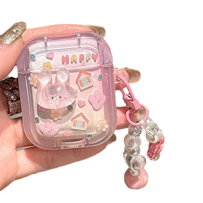 3D Cartoon Cute Rabbit Earphone Case For AirPods 4 3 2 1 Pro2 Cover TPU Headphone Coque For AirPods 4 4th 3rd Pro 2 2nd Cases